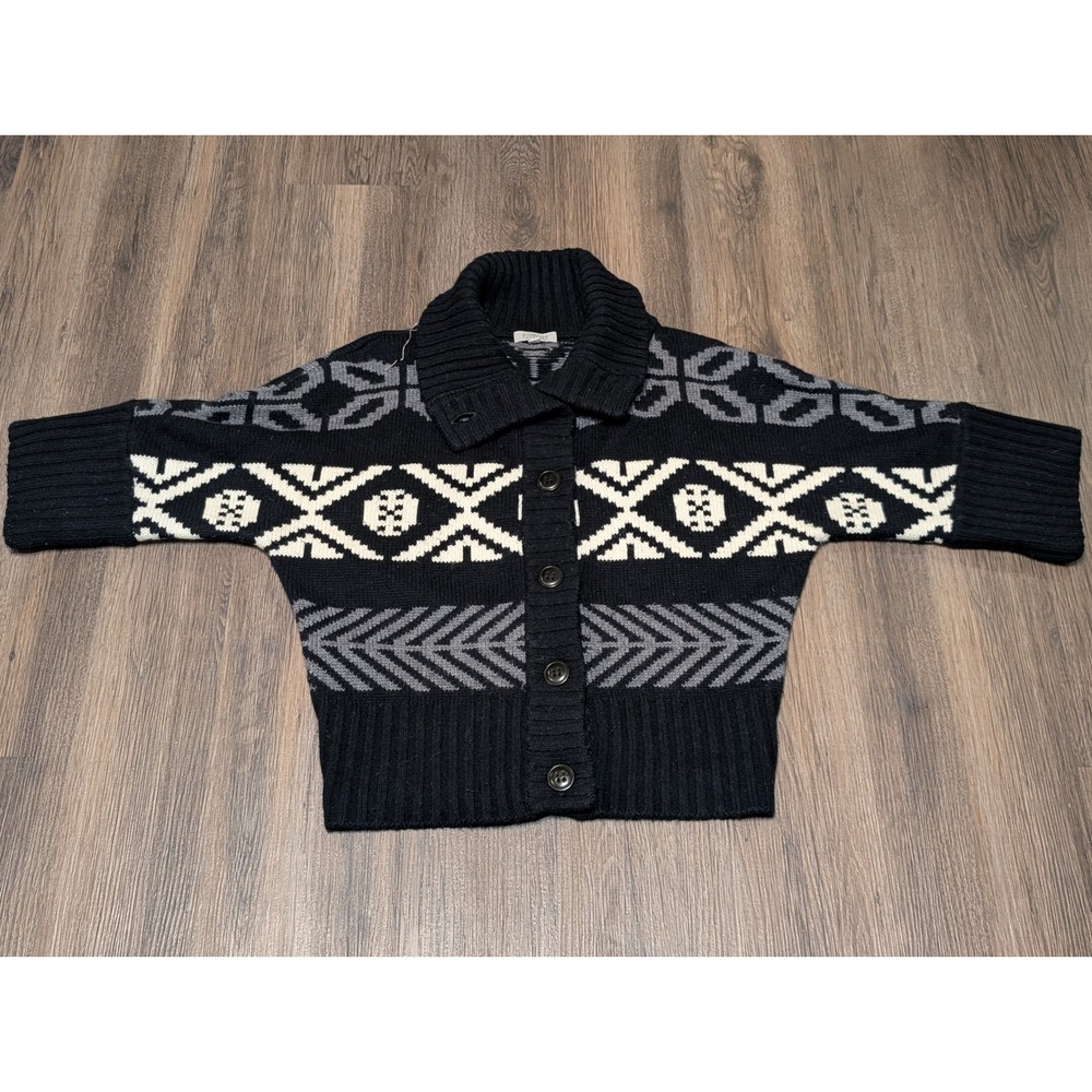 Kinross Cashmere Women's Oversized Cropped Nordic Cowl Cardigan Size S